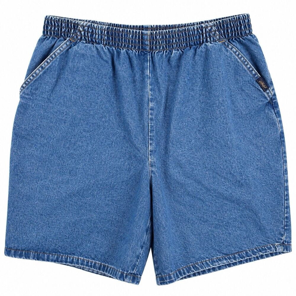 Vintage 90s Chic Womens 14 Denim Shorts Elastic Waist High Rise Blue Jeans Mom